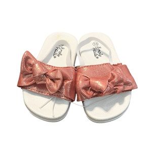 Glitter Shine Coral Slip On Slides with Back Strap Sandals - Size 7/8